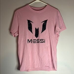 Pink and Black Messi Logo Short Sleeve Tee